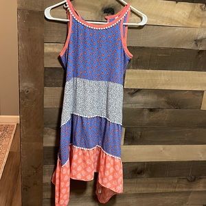 New Girls Xhilaration Blue & Pink Sleeveless Tank Dress Children's Size Large